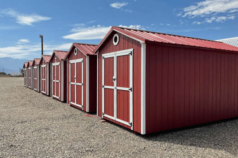 mutliple red sheds on lot in elgin oregon