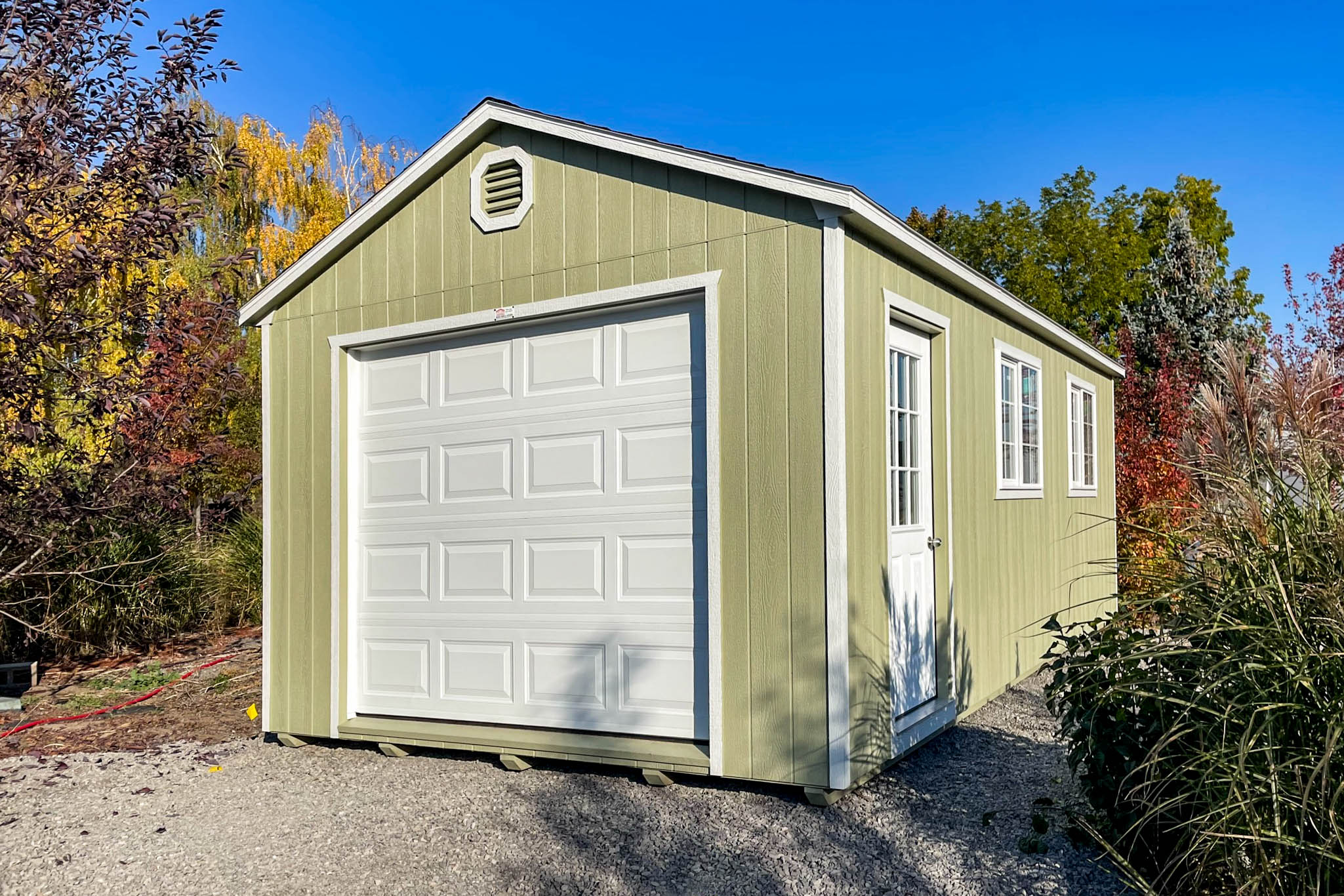 yellow green wood garage