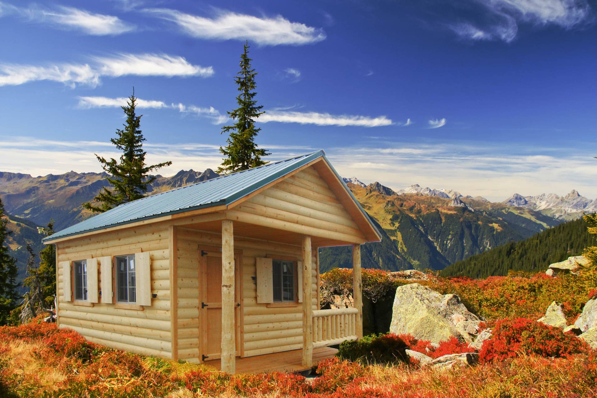 Cabin on rocky mountain