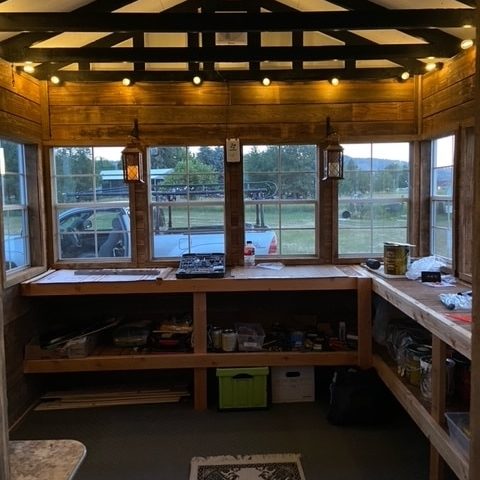 finished interior she shed in La Grande, Oregon.