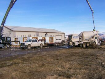 concrete floors poured on new shed shop office