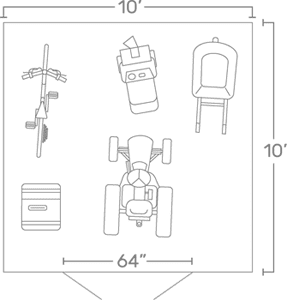 what fits in a 10x10 shed