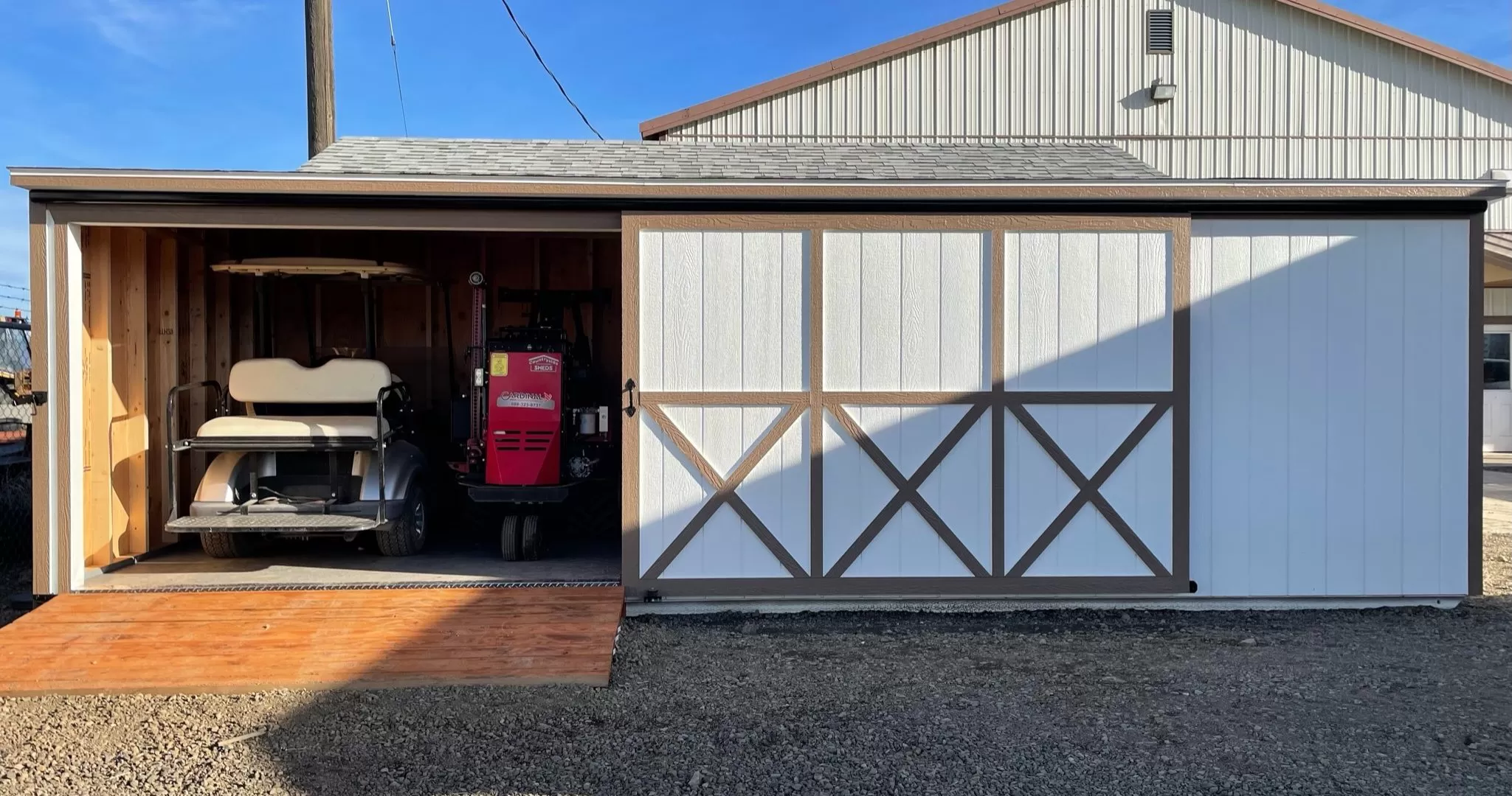 custom design prefab wooden garage with slide door in la grande oregon