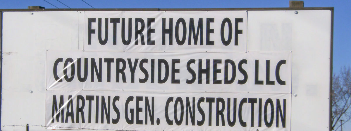 the future home of countryside sheds sign