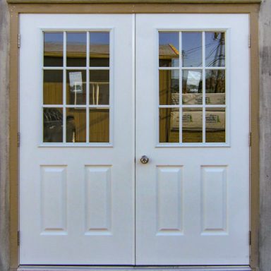 optional 6′ fiberglass metal out swing doors with optional 9lite window