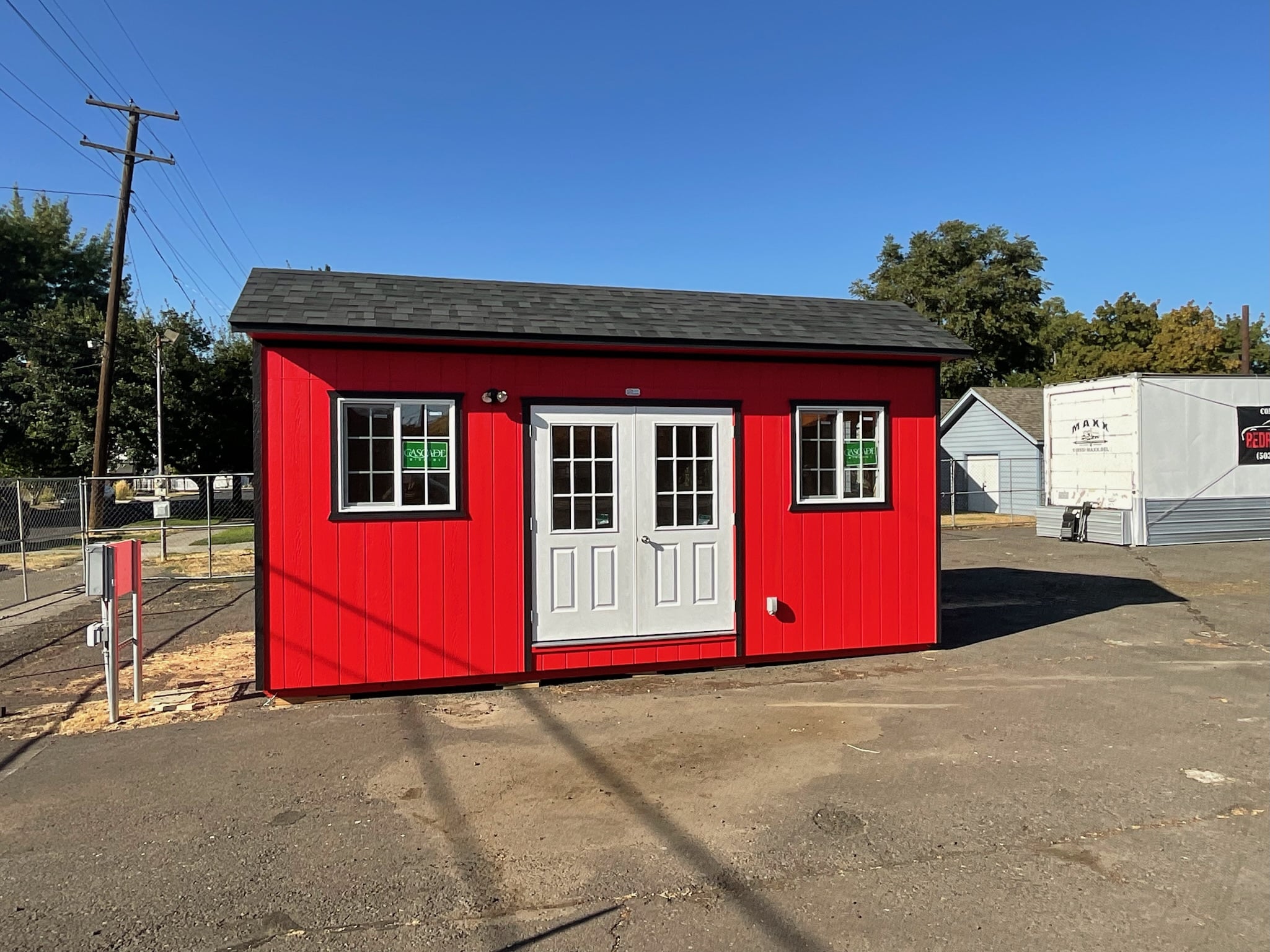 Beautiful Red Shed with White Double Door for Sale in Baker City, Or